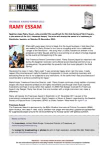 PRESS RELEASE ∙ 25 OCTOBER[removed]FREEMUSE AWARD WINNER 2011: