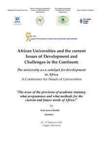 Abdelmalek Essaâdi University  African Training and Research Centre in Administration for Development