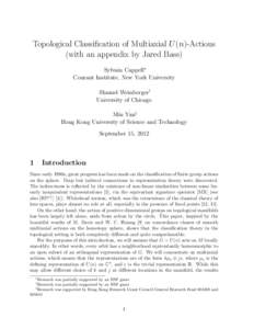 Topological Classification of Multiaxial U (n)-Actions (with an appendix by Jared Bass) Sylvain Cappell∗ Courant Institute, New York University Shmuel Weinberger† University of Chicago