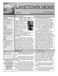 Laketown news Winter 2013 Volume 26, No. 1 Laketown Calendar From the desk of….. February