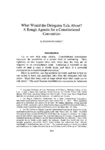 What Would the Delegates Talk About? A Rough Agenda for a Constitutional Convention by DARIEN SHANSKE*  Introduction