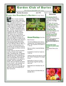 Garden Club of Darien Gardenclubofdarien.org Monthly Newsletter  June 2012