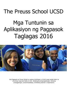 The Preuss School UCSD Mga Tuntunin sa Aplikasiyon ng Pagpasok Taglagas 2016