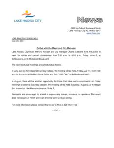 2330 McCulloch Boulevard North Lake Havasu City, AZ[removed]www.lhcaz.gov FOR IMMEDIATE RELEASE May 29, 2014