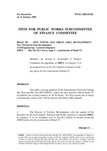 For discussion on 15 January 2003 PWSC[removed]ITEM FOR PUBLIC WORKS SUBCOMMITTEE