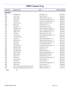 2008 Contract Log Agency# Agency Name  IPA