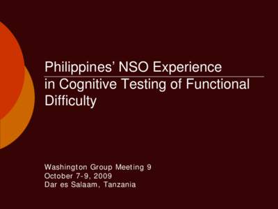 Philippines’ NSO Experience in Cognitive Testing of Functional Difficulty