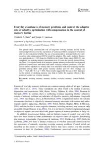 Aging, Neuropsychology, and Cognition, 2015 Vol. 22, No. 1, 25–41, http://dx.doi.org[removed][removed]Everyday experiences of memory problems and control: the adaptive role of selective optimization with co