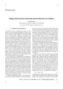 Perspectives  Origin of the neutral and nearly neutral theories of evolution