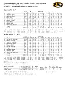 Official Basketball Box Score -- Game Totals -- Final Statistics Vianney vs Father Tolton[removed]:00 PM at Mizzou Arena, Columbia, MO Vianney 76 • 9-7 ##