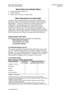 North Coast Hydrologic Region Seiad Valley Groundwater Basin California’s Groundwater Bulletin 118