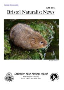 Contents / Diary of events  JUNE 2016 Bristol Naturalist News