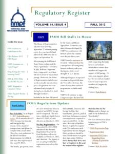 Regulatory Register VOLUME 14, ISSUE 4 NMPF Inside this issue: FDA Guidance on