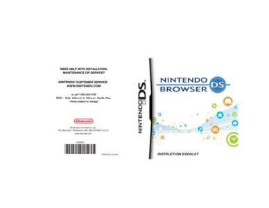 Nintendo of America Inc. P.O. Box 957, Redmond, WA[removed]U.S.A. www.nintendo.com 63452A