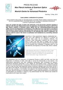 PRESS-RELEASE Max Planck Institute of Quantum Optics and Munich-Centre for Advanced Photonics Garching, 13 May, 2016