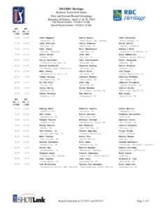 2014 RBC Heritage Harbour Town Golf Links First and Second Round Groupings Thursday & Friday, April 17 & 18, 2014 First Round Created: [removed]:38p Second Round Created: [removed]:39p
