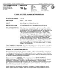 California Coastal Commission Staff Report nd Recommendation Regarding Permit Application No[removed]Tachdian, Seal Beach)