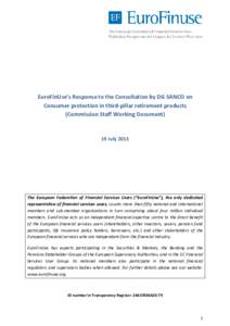 Microsoft Word - EuroFinUse Response _ SANCO Consumer Protection in 3rd pillar Retirement Products_draft