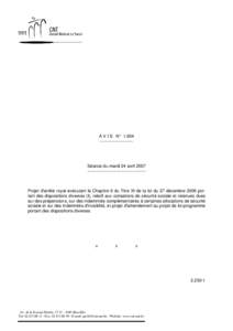 A V I S N° 1.604 ----------------------- Séance du mardi 24 avril 2007 -----------------------------------------