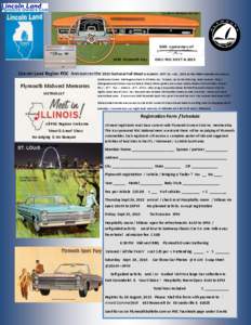 50th Anniversary of 1965 Plymouth Fury ONLY POC MEET inLincoln Land Region POC Announces the 2015 National Fall Meet in ILLINOIS