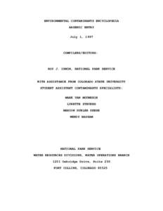 ENVIRONMENTAL CONTAMINANTS ENCYCLOPEDIA ARSENIC ENTRY July 1, 1997 COMPILERS/EDITORS: