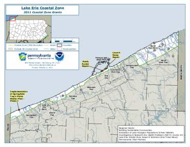 Lake Erie Coastal Zone 2011 Coastal Zone Grants Outside PA Coastal Zone  2