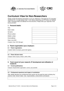 Selection Round[removed]Curriculum Vitae for Non-Researchers