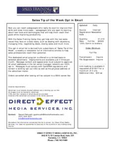 Microsoft Word - Sales Training Camp Sales Tip of the Week Email.doc