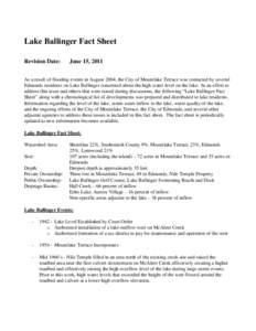 Lake Ballinger Fact Sheet Revision Date:
