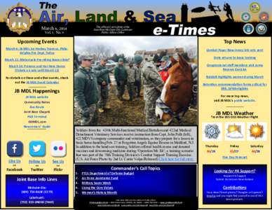 The official e-newsletter of the Joint Base McGuire-Dix-Lakehurst Public Affairs Office March 6, 2014 Vol. 5, No. 9