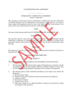 STATEWIDE PREAUDIT AGREEMENT