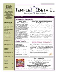 BETH EL LIFE THE MONTHLY BULLETIN OF TEMPLE BETH EL CONGREGATION