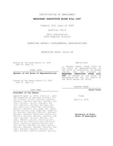 CERTIFICATION OF ENROLLMENT ENGROSSED SUBSTITUTE HOUSE BILL 2687 Chapter 329, Laws ofpartial veto) 60th Legislature 2008 Regular Session