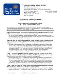 Division of Public Health Services Office of the Assistant Director Public Health Preparedness Services Bureau of Emergency Medical Services and Trauma System  150 N. 18th Avenue, Suite 540