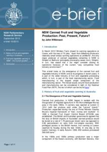 NSW Parliamentary Research Service September 2013 e-brief[removed]NSW Canned Fruit and Vegetable