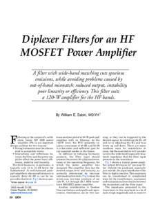 Diplexer Filters for an HF MOSFET Power Amplifier