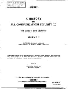 A HISTORY OF U.S. COMMUNICATIONS SECURITY (U) THE DAVID G. BOAK LECTURES