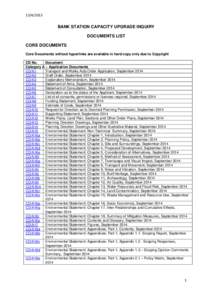 BANK STATION CAPACITY UPGRADE INQUIRY DOCUMENTS LIST CORE DOCUMENTS Core Documents without hyperlinks are available in hard copy only due to Copyright