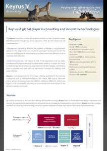 Keyrus: A global player in consulting and innovative technologies The Keyrus Group has a simple yet ambitious mission: to help companies realize their full potential through two service segments, which are both distincti