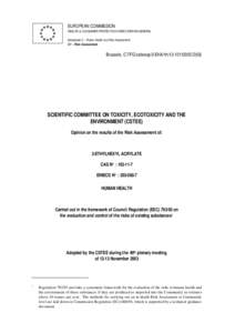 EUROPEAN COMMISSION HEALTH & CONSUMER PROTECTION DIRECTORATE-GENERAL Directorate C – Public Health and Risk Assessment C7 – Risk Assessment  Brussels, C7/FG/csteeop/2-EHA/hh[removed]D(03)