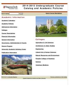 Undergraduate Catalog Publication Information