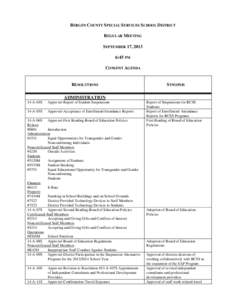 BERGEN COUNTY SPECIAL SERVICES SCHOOL DISTRICT REGULAR MEETING SEPTEMBER 17, 2013 6:45 PM CONSENT AGENDA