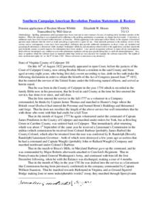 Southern Campaign American Revolution Pension Statements & Rosters Pension application of Reuben Moore W8466 Transcribed by Will Graves Elizabeth W. Moore