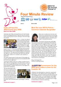 Four Minute Review Supported and sponsored by: ISSUE 2  India will host the