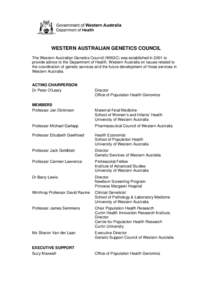 WESTERN AUSTRALIAN GENETICS COUNCIL