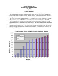 Hydro Conditions and Purchase Power Monthly Outlook May 2014 Western Summary  