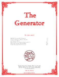 The Generator IN THIS ISSUE: