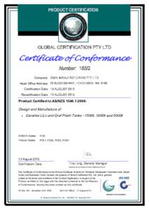SAFETYPRODUCT CERTIFICATION AS/NZS 4801:2001 CERTIFICATION  GLOBAL CERTIFICATION PTY LTD
