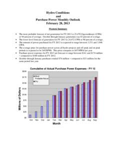 Western Hydro Conditions Monthly Outlook