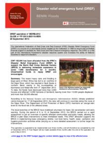 Disaster relief emergency fund (DREF) BENIN: Floods DREF operation n° MDRBJ012 GLIDE n° FF[removed]BEN 20 September 2013